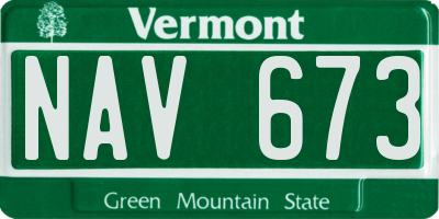 VT license plate NAV673