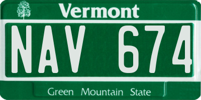 VT license plate NAV674