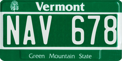 VT license plate NAV678