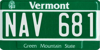 VT license plate NAV681