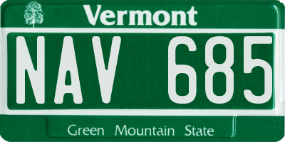 VT license plate NAV685