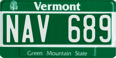 VT license plate NAV689