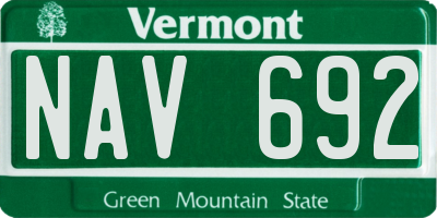 VT license plate NAV692