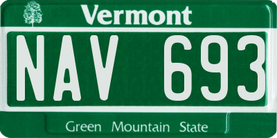VT license plate NAV693