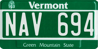 VT license plate NAV694