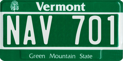 VT license plate NAV701
