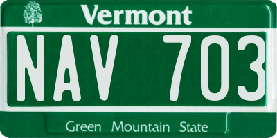 VT license plate NAV703