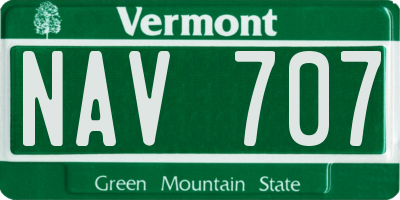 VT license plate NAV707