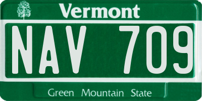 VT license plate NAV709