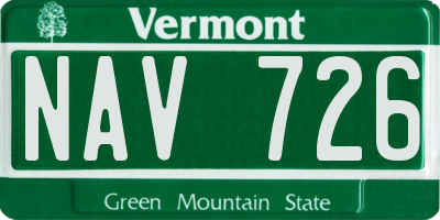 VT license plate NAV726