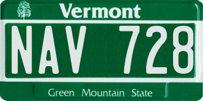VT license plate NAV728