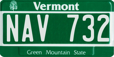 VT license plate NAV732
