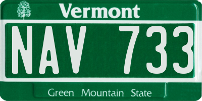 VT license plate NAV733