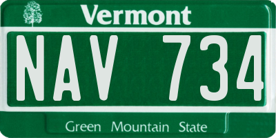 VT license plate NAV734