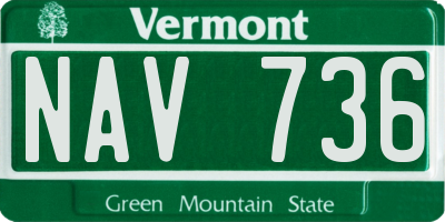 VT license plate NAV736