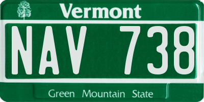 VT license plate NAV738