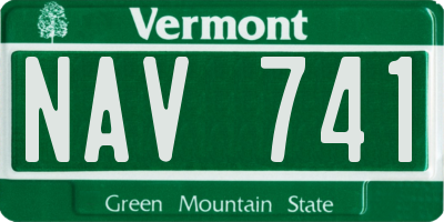 VT license plate NAV741