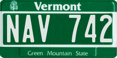 VT license plate NAV742