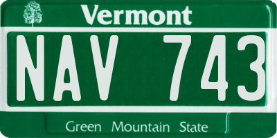 VT license plate NAV743