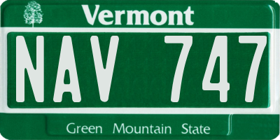 VT license plate NAV747