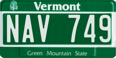 VT license plate NAV749