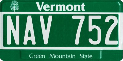 VT license plate NAV752