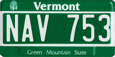 VT license plate NAV753
