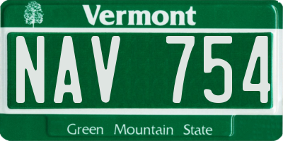 VT license plate NAV754