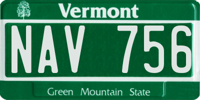 VT license plate NAV756