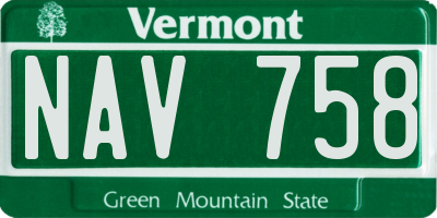 VT license plate NAV758