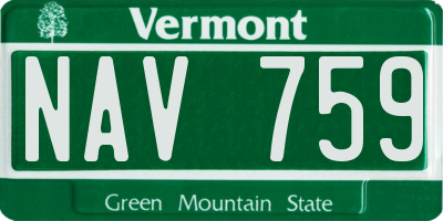 VT license plate NAV759