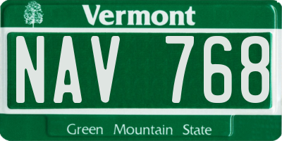 VT license plate NAV768