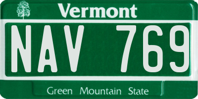 VT license plate NAV769