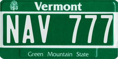 VT license plate NAV777