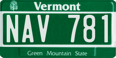 VT license plate NAV781