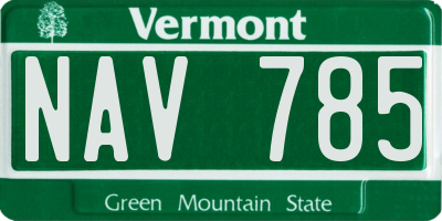VT license plate NAV785