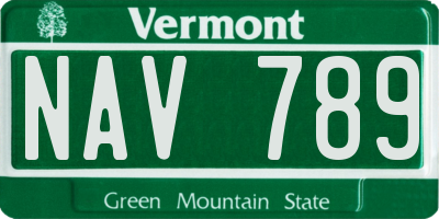 VT license plate NAV789