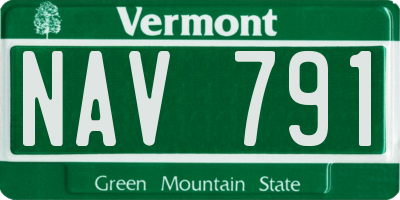 VT license plate NAV791