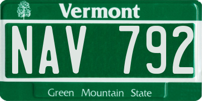 VT license plate NAV792