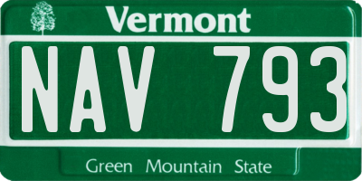 VT license plate NAV793