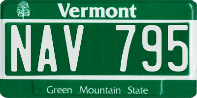 VT license plate NAV795