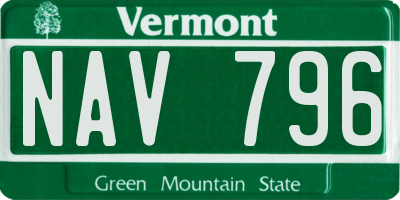 VT license plate NAV796