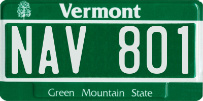 VT license plate NAV801