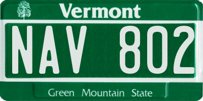 VT license plate NAV802