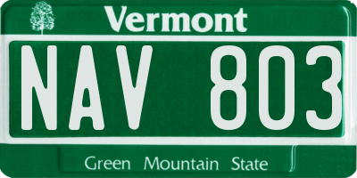 VT license plate NAV803