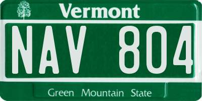 VT license plate NAV804