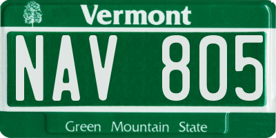 VT license plate NAV805