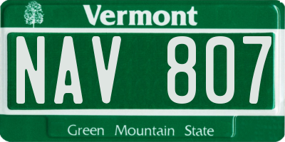 VT license plate NAV807