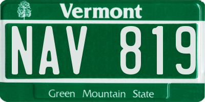 VT license plate NAV819