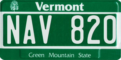VT license plate NAV820